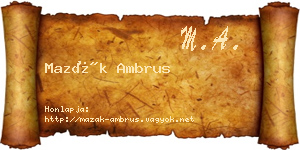 Mazák Ambrus névjegykártya